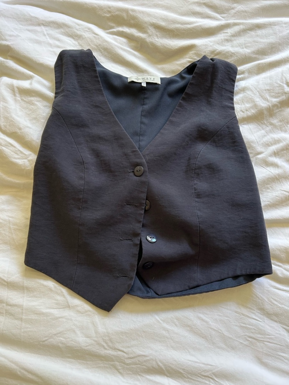 Wayf Black V-Neck Button Front Vest